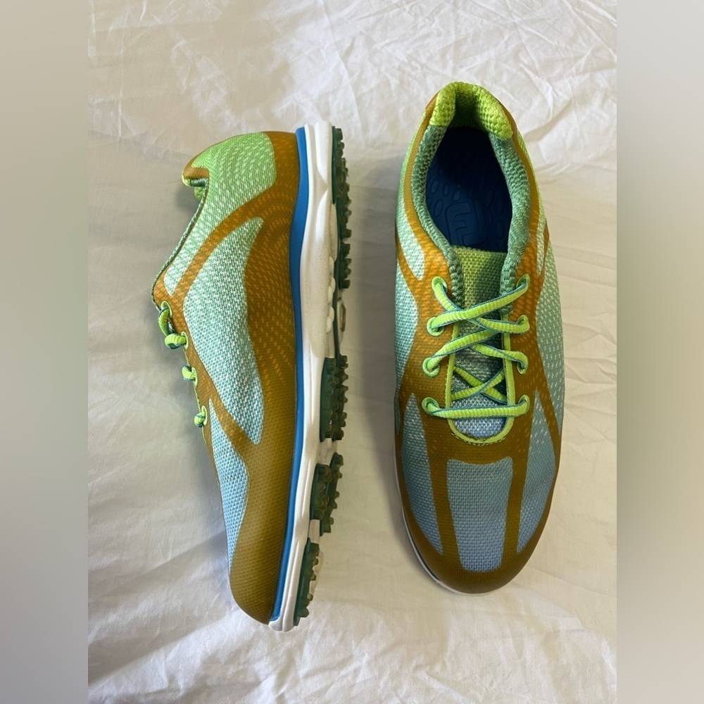 Footjoy Empower Spikeless Athletic Golf Shoe Womens Size 7.5 98001 Blue Yellow
